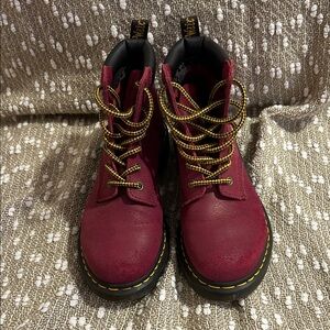 Dr. Martens Red Suede Boots, Size 8 Women’s